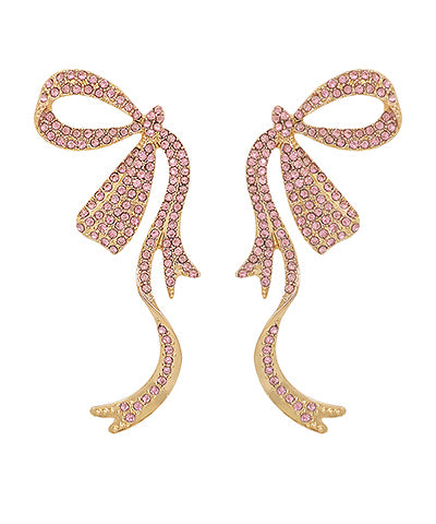 Pink Crystal Ribbon Earrings