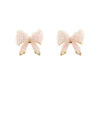 White Ivory Bow Earrings