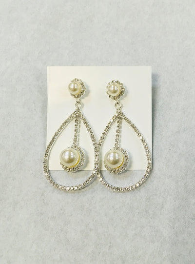 Pearl & Crystal Teardrop Earrings