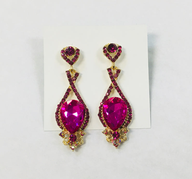 Fuchsia Heart Drop Earrings