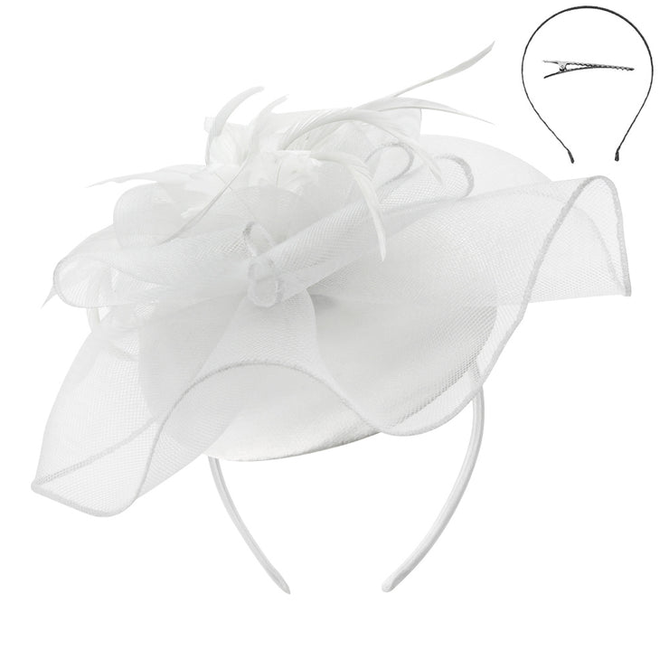 Mesh Flower Feather Fascinator