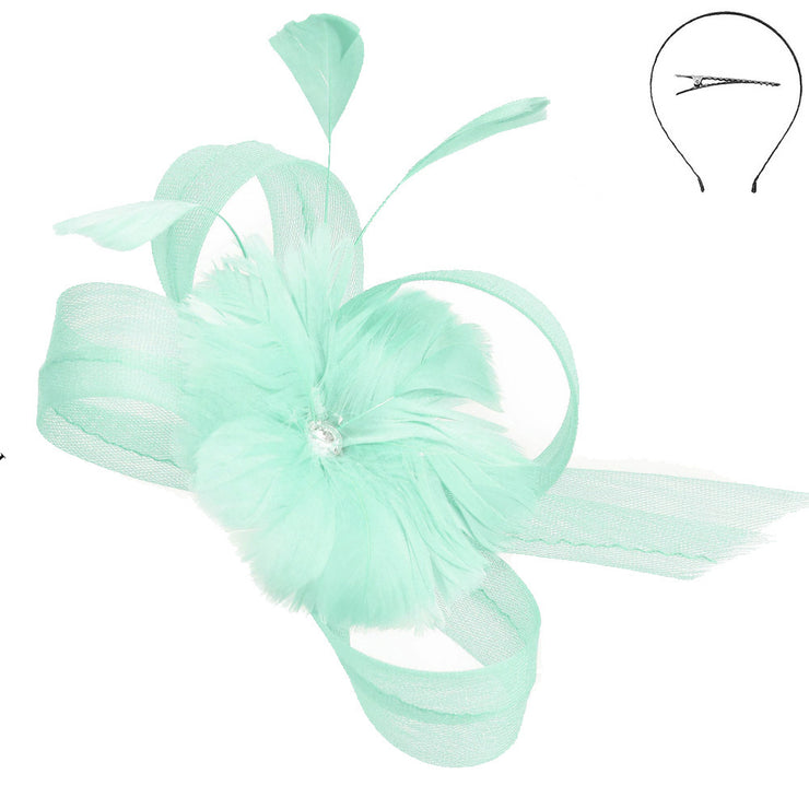 Feather & Jeweled Mesh Fascinator