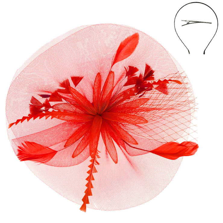 Floral Feather Mesh Fascinator