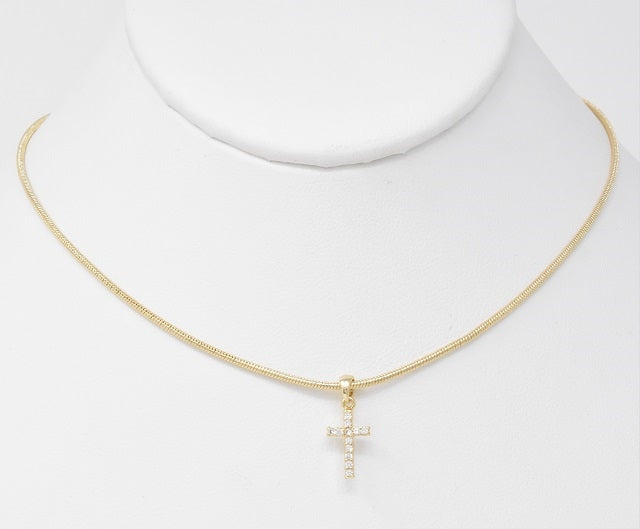 Gold Snake Chain with Rhinestone Cross