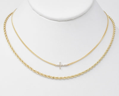 Chain & Cross Layered Necklace