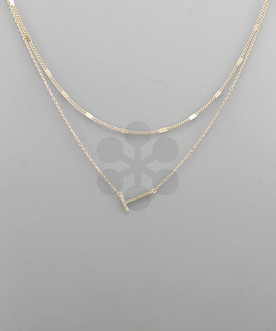 T Initial Double Chain Necklace