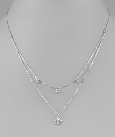 Silver Fleur De Lis Layer Necklace