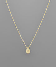 Gold Initial Tiny Teardrop Necklace