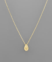 Gold Initial Tiny Teardrop Necklace
