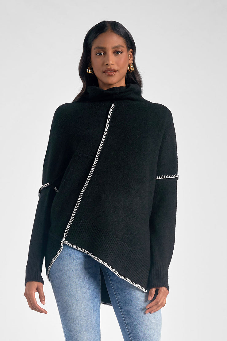 Stitch Detail Black Sweater
