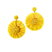 Yellow Wildflower Raffia Earrings