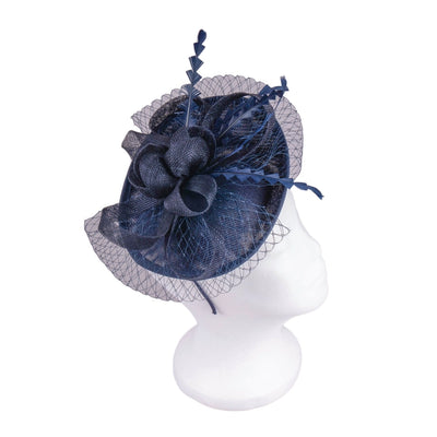 Navy Small Fascinator with Trim