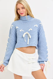 Dusty Blue Bow Crop