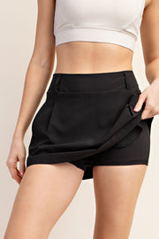 Black Crinkle Woven Skort