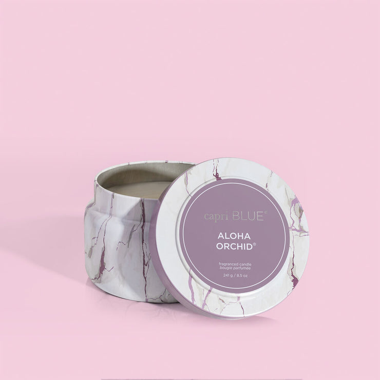 Aloha Orchid Marble Travel Tin, 8.5 oz