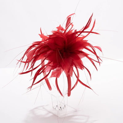 Red Double Feather Fascinator