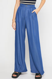 Deep Denim Wide Leg  Pants