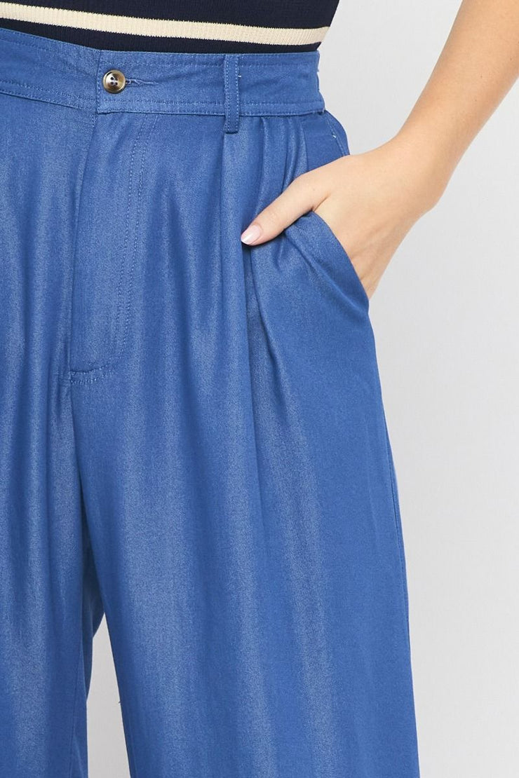 Deep Denim Wide Leg  Pants