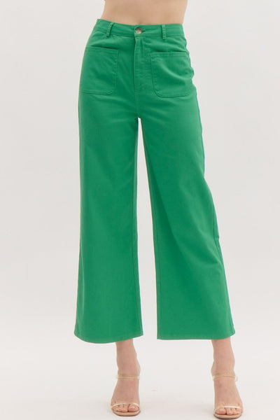 Green Wide Leg Ankle Length