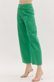 Green Wide Leg Ankle Length