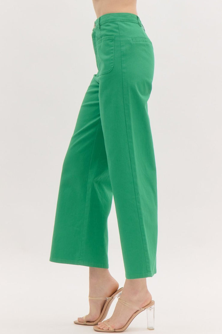 Green Wide Leg Ankle Length