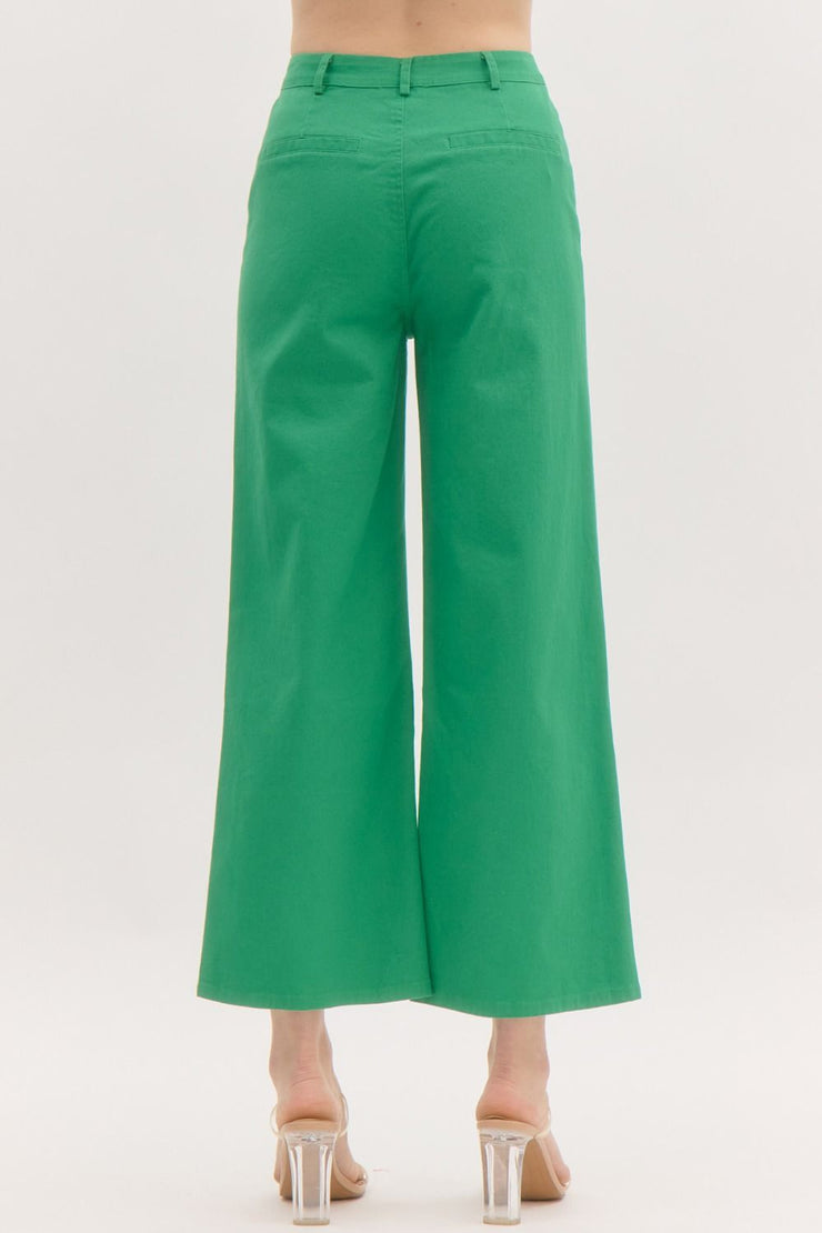 Green Wide Leg Ankle Length