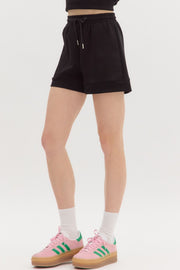 Black Jersey Finish Hem Shorts