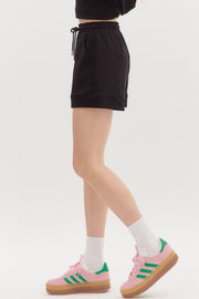 Black Jersey Finish Hem Shorts
