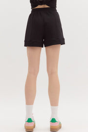 Black Jersey Finish Hem Shorts