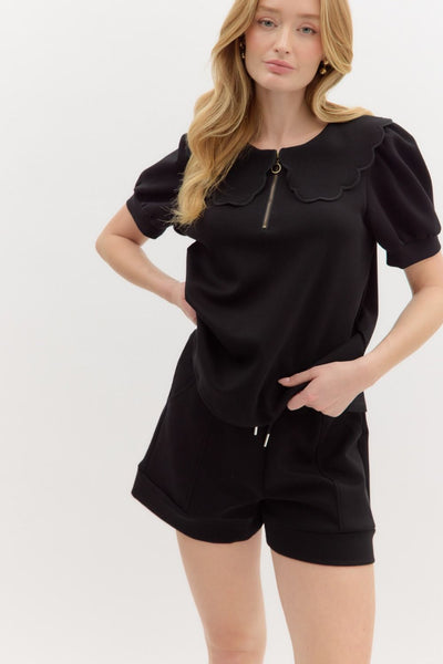 Black Jersey Finish Hem Shorts