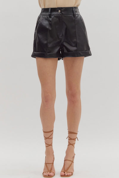 Faux Leather Cuff Shorts