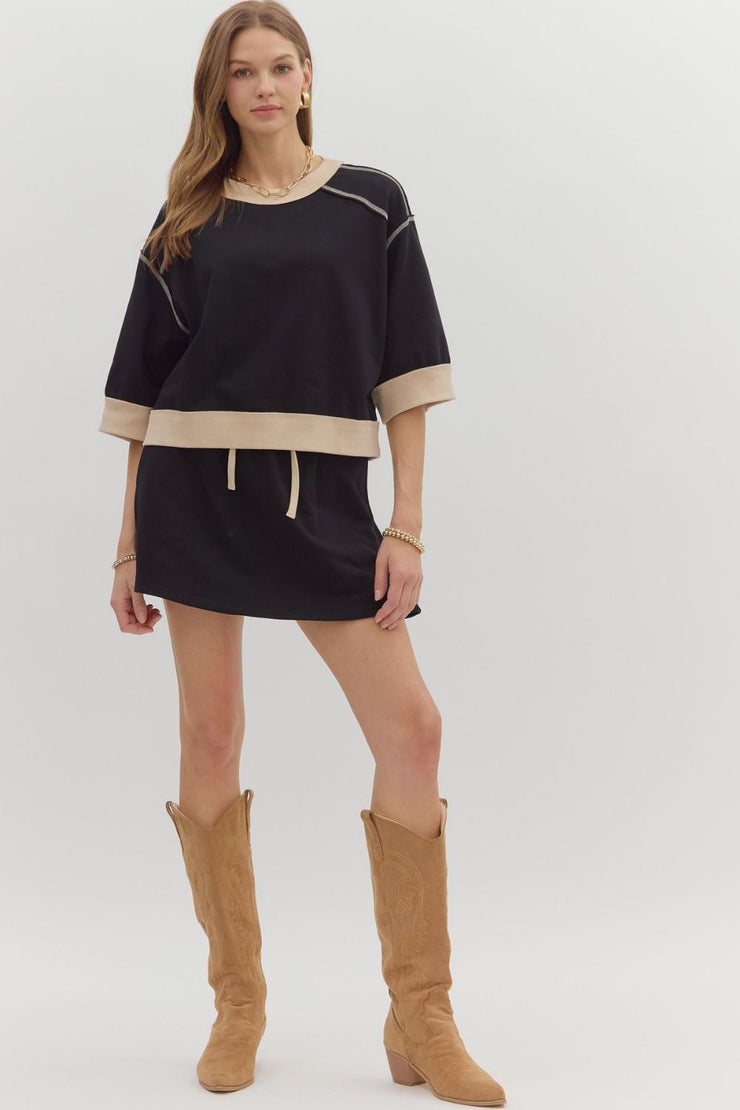 Black Contrast Skort