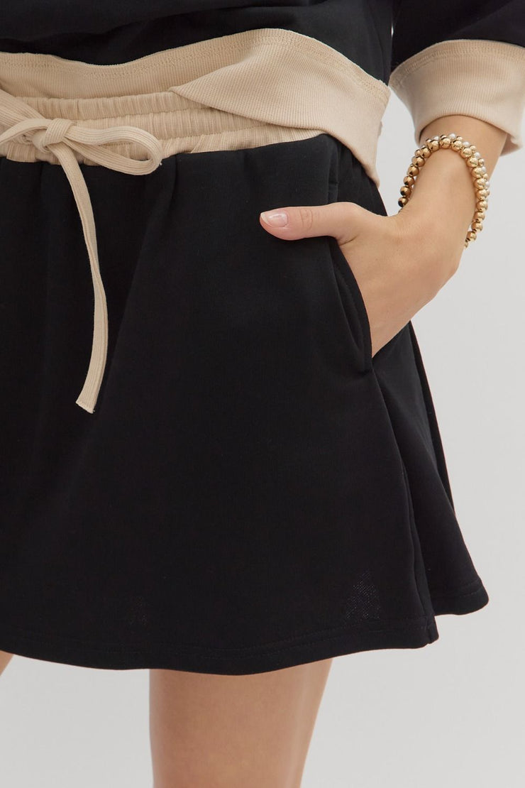 Black Contrast Skort