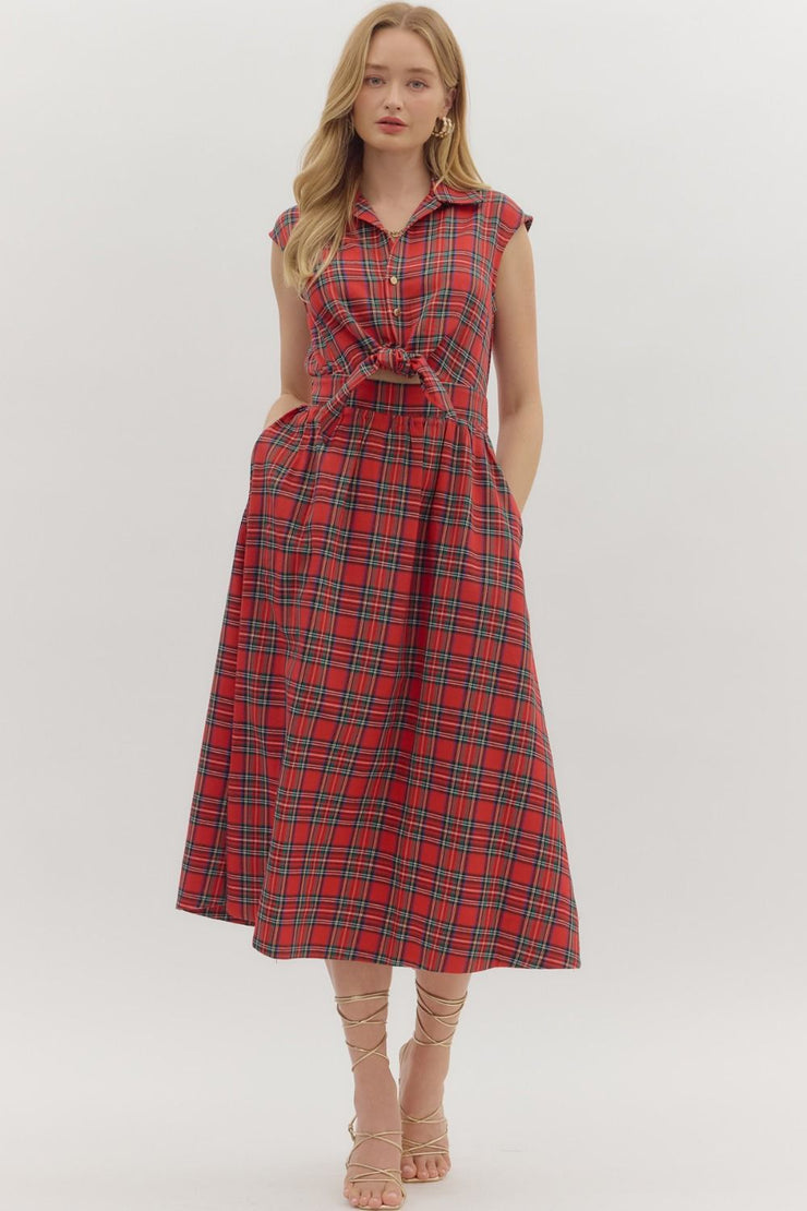 Paige Red Plaid Midi