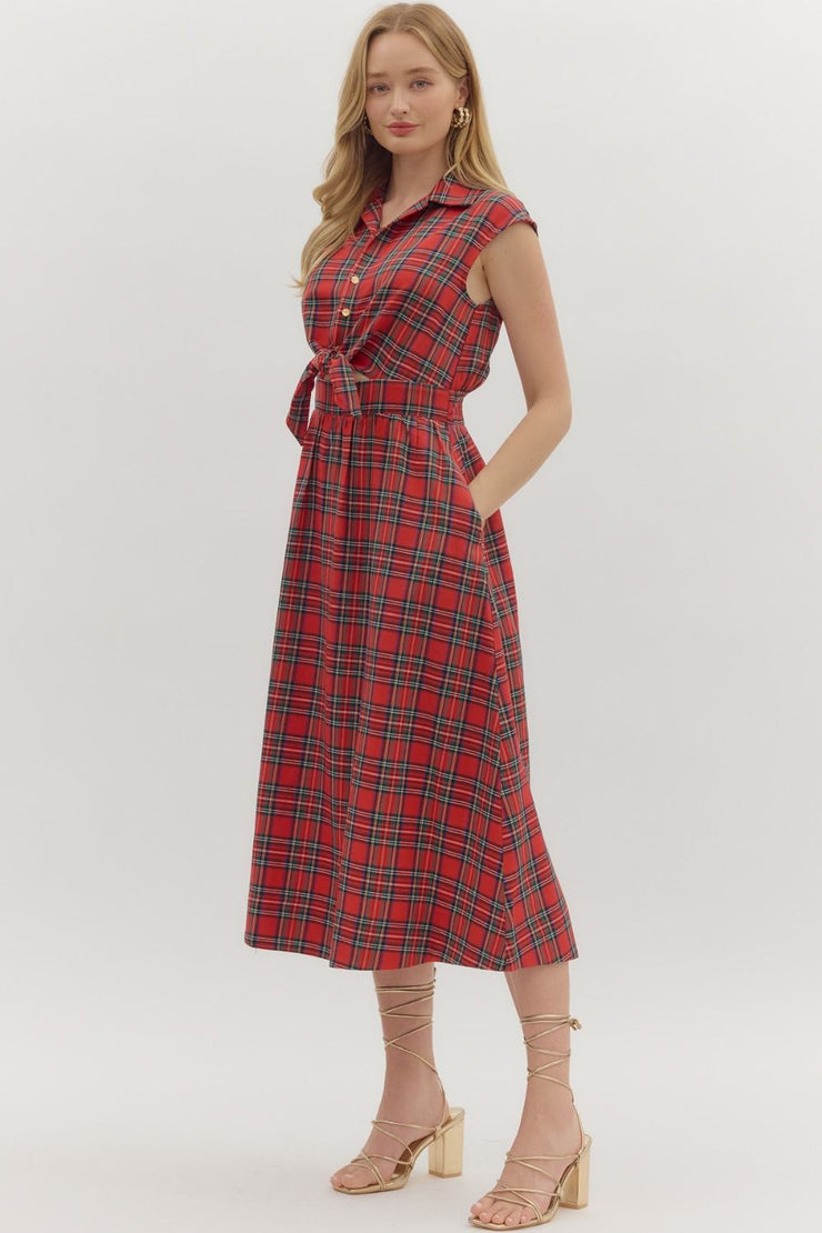 Paige Red Plaid Midi