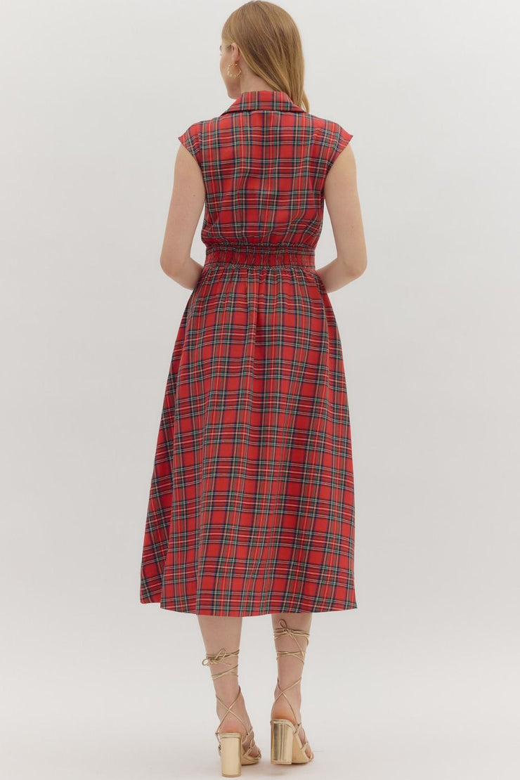 Paige Red Plaid Midi