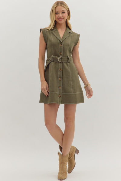Olive Belted Mini