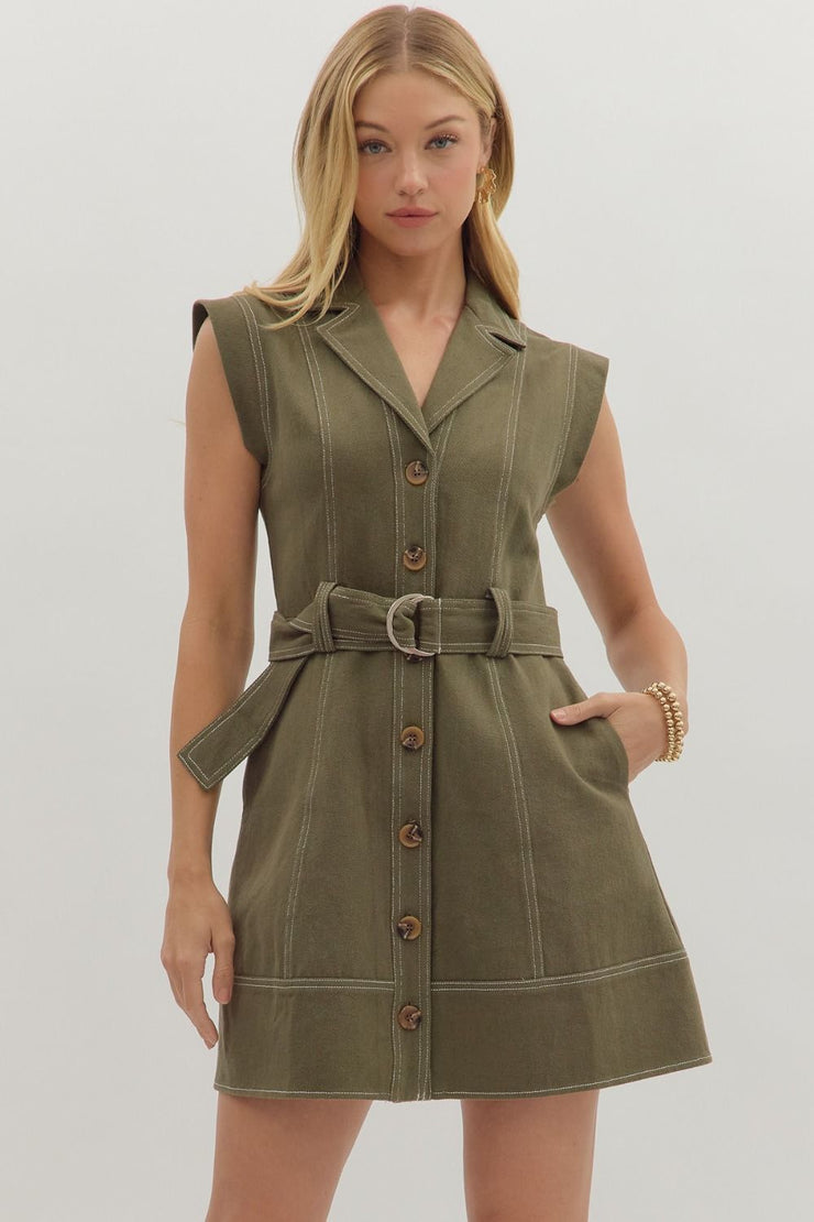 Olive Belted Mini