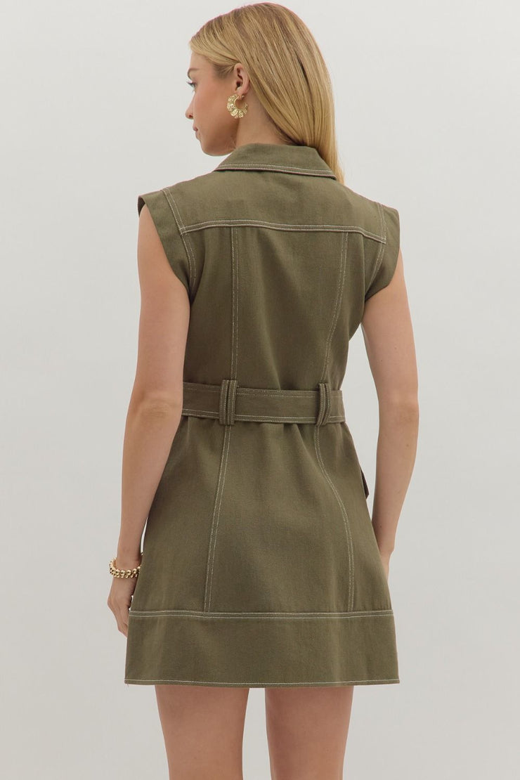 Olive Belted Mini