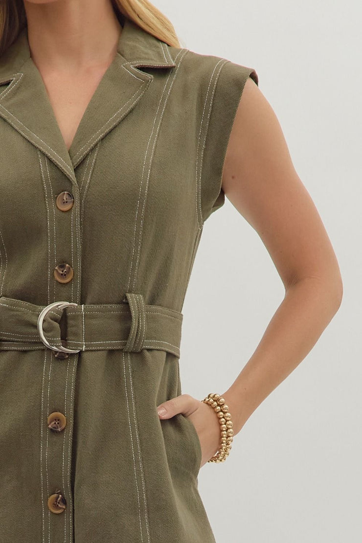 Olive Belted Mini