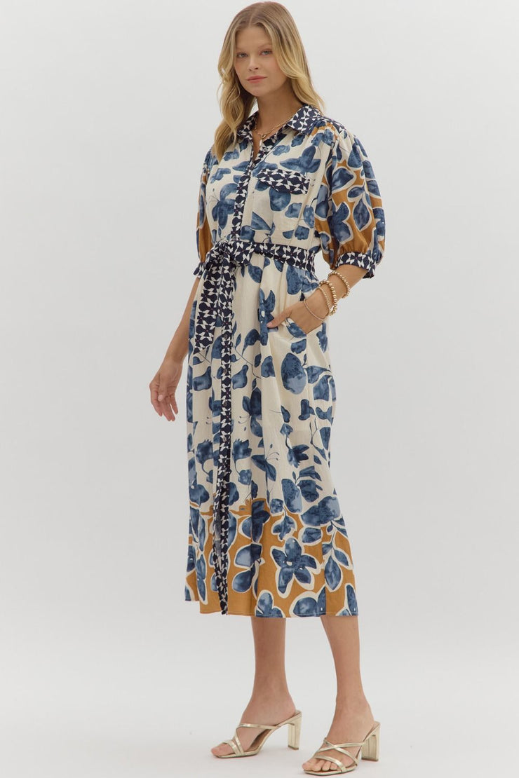 Blue Botanical Midi