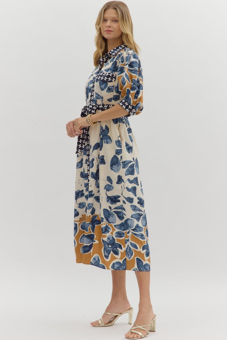 Blue Botanical Midi