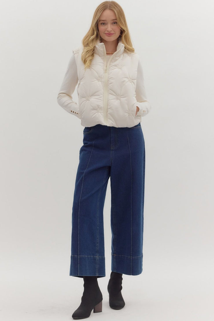 Cream Quilted Puffer Vest