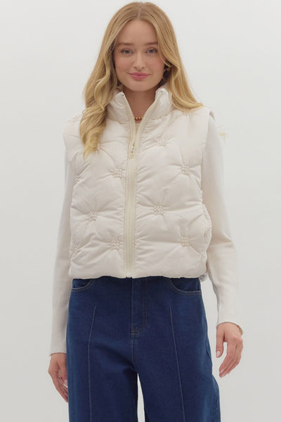 Cream Quilted Puffer Vest
