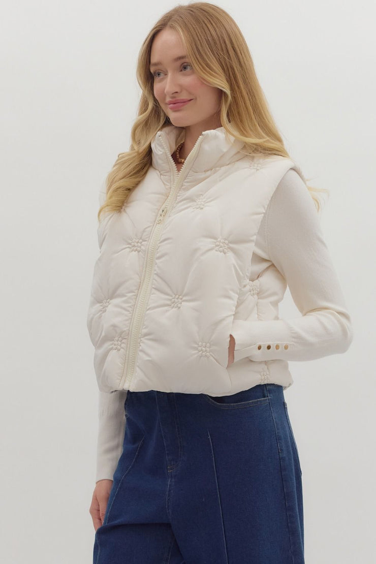 Cream Quilted Puffer Vest