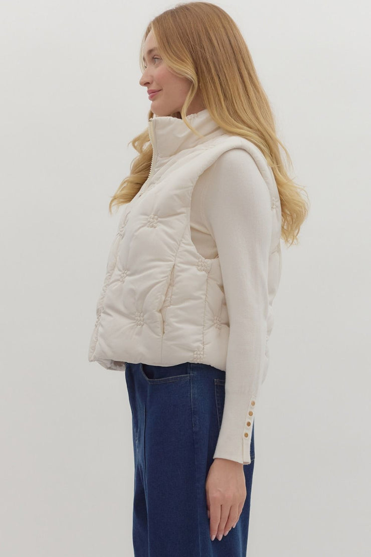 Cream Quilted Puffer Vest
