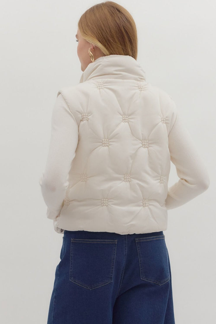 Cream Quilted Puffer Vest