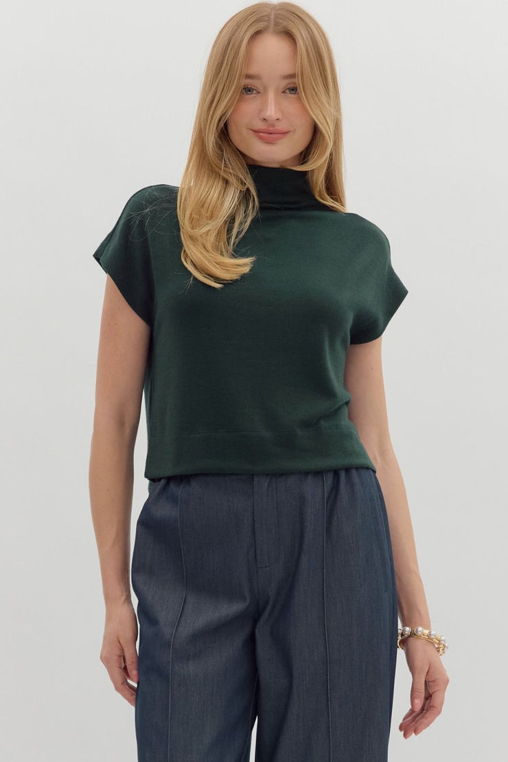 Hunter Green Mock Neck