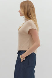 Oatmeal Mock Neck Top