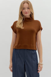 Rust Mock Neck Top